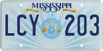 MS license plate LCY203