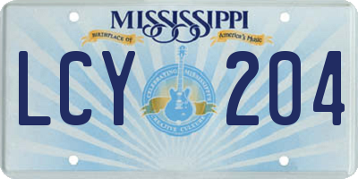 MS license plate LCY204