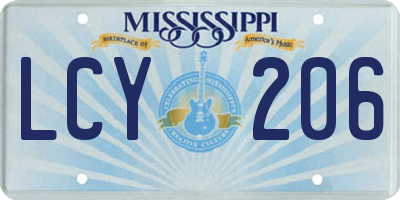 MS license plate LCY206
