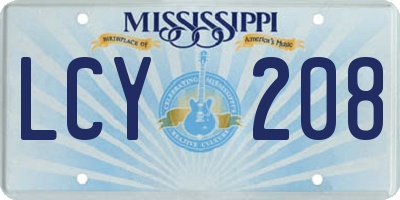 MS license plate LCY208