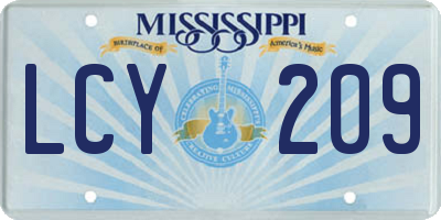 MS license plate LCY209