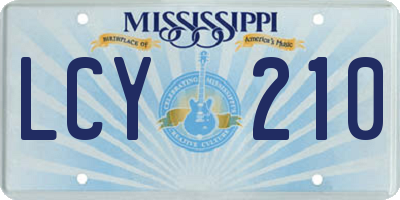 MS license plate LCY210