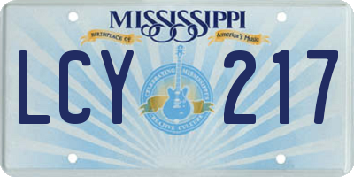 MS license plate LCY217