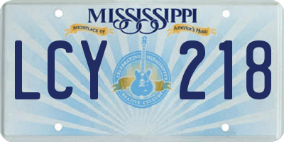 MS license plate LCY218