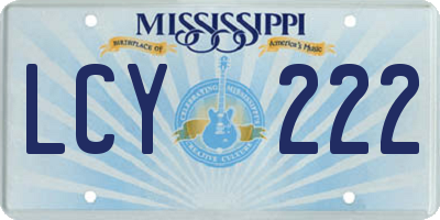 MS license plate LCY222