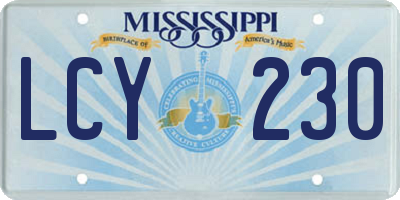 MS license plate LCY230