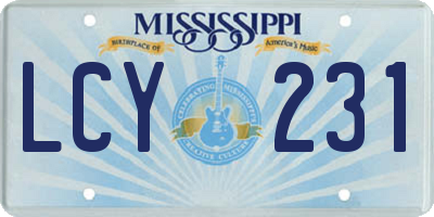 MS license plate LCY231