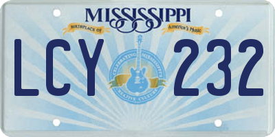 MS license plate LCY232