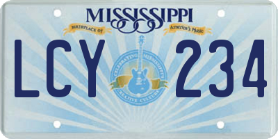 MS license plate LCY234