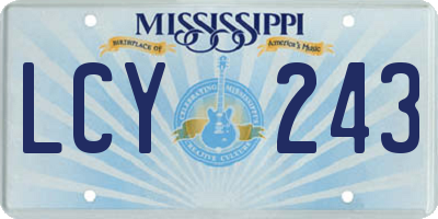 MS license plate LCY243