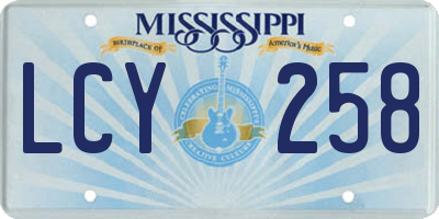 MS license plate LCY258