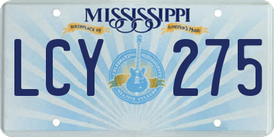 MS license plate LCY275