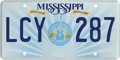 MS license plate LCY287