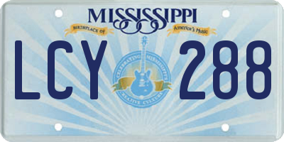 MS license plate LCY288