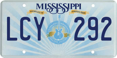 MS license plate LCY292