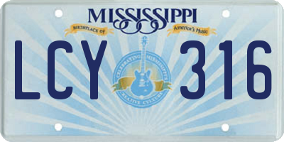 MS license plate LCY316