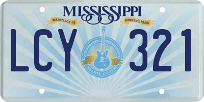 MS license plate LCY321