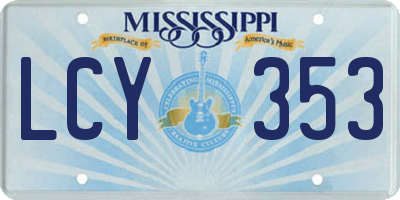MS license plate LCY353