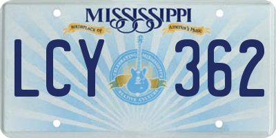 MS license plate LCY362
