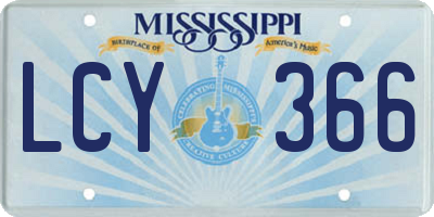 MS license plate LCY366