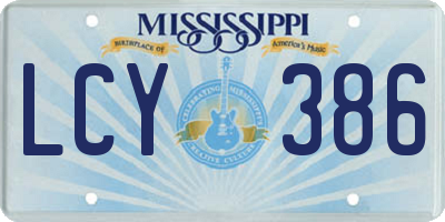 MS license plate LCY386