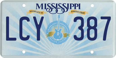 MS license plate LCY387