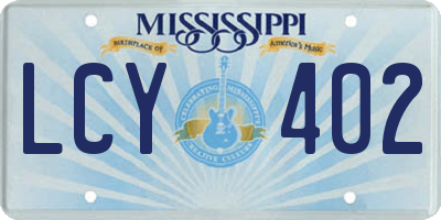 MS license plate LCY402