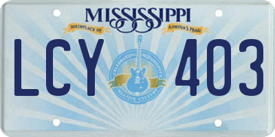 MS license plate LCY403