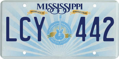 MS license plate LCY442
