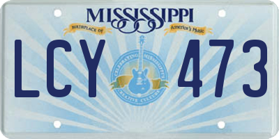MS license plate LCY473