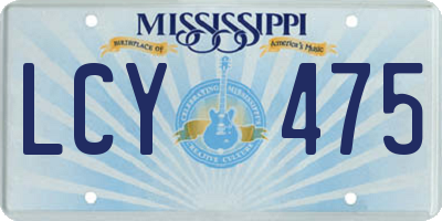 MS license plate LCY475