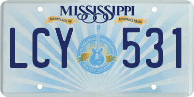 MS license plate LCY531