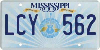 MS license plate LCY562
