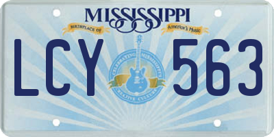 MS license plate LCY563