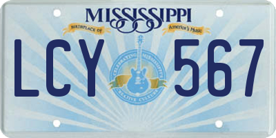 MS license plate LCY567