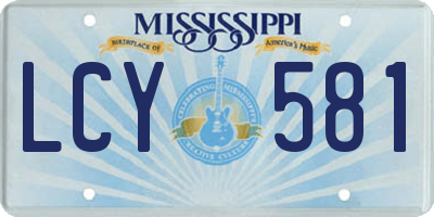 MS license plate LCY581