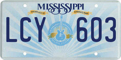 MS license plate LCY603