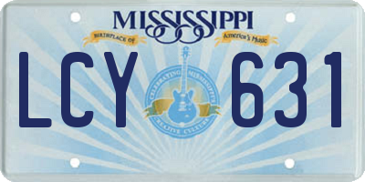 MS license plate LCY631