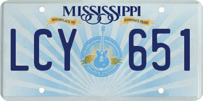 MS license plate LCY651
