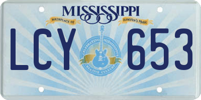MS license plate LCY653