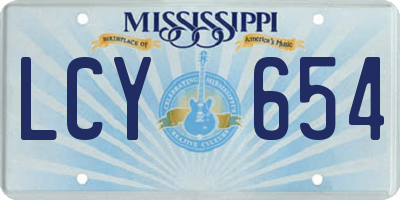 MS license plate LCY654
