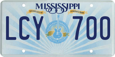 MS license plate LCY700
