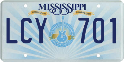MS license plate LCY701