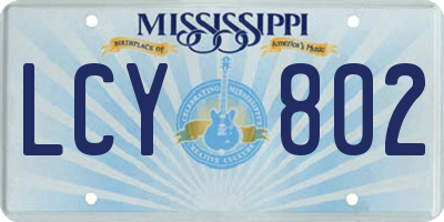 MS license plate LCY802