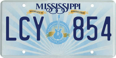 MS license plate LCY854