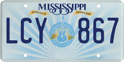 MS license plate LCY867