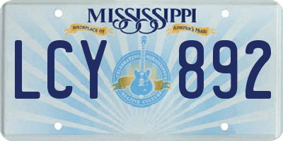 MS license plate LCY892