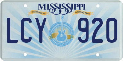MS license plate LCY920