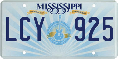 MS license plate LCY925