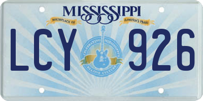 MS license plate LCY926